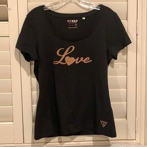 NWOT GUESS - black scoop neck “love” t-shirt